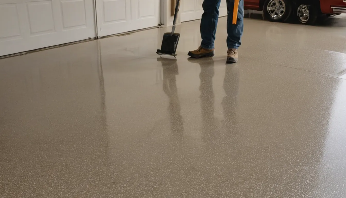 Epoxy garage floor with colored flakes in a tidy Calabasas home garage